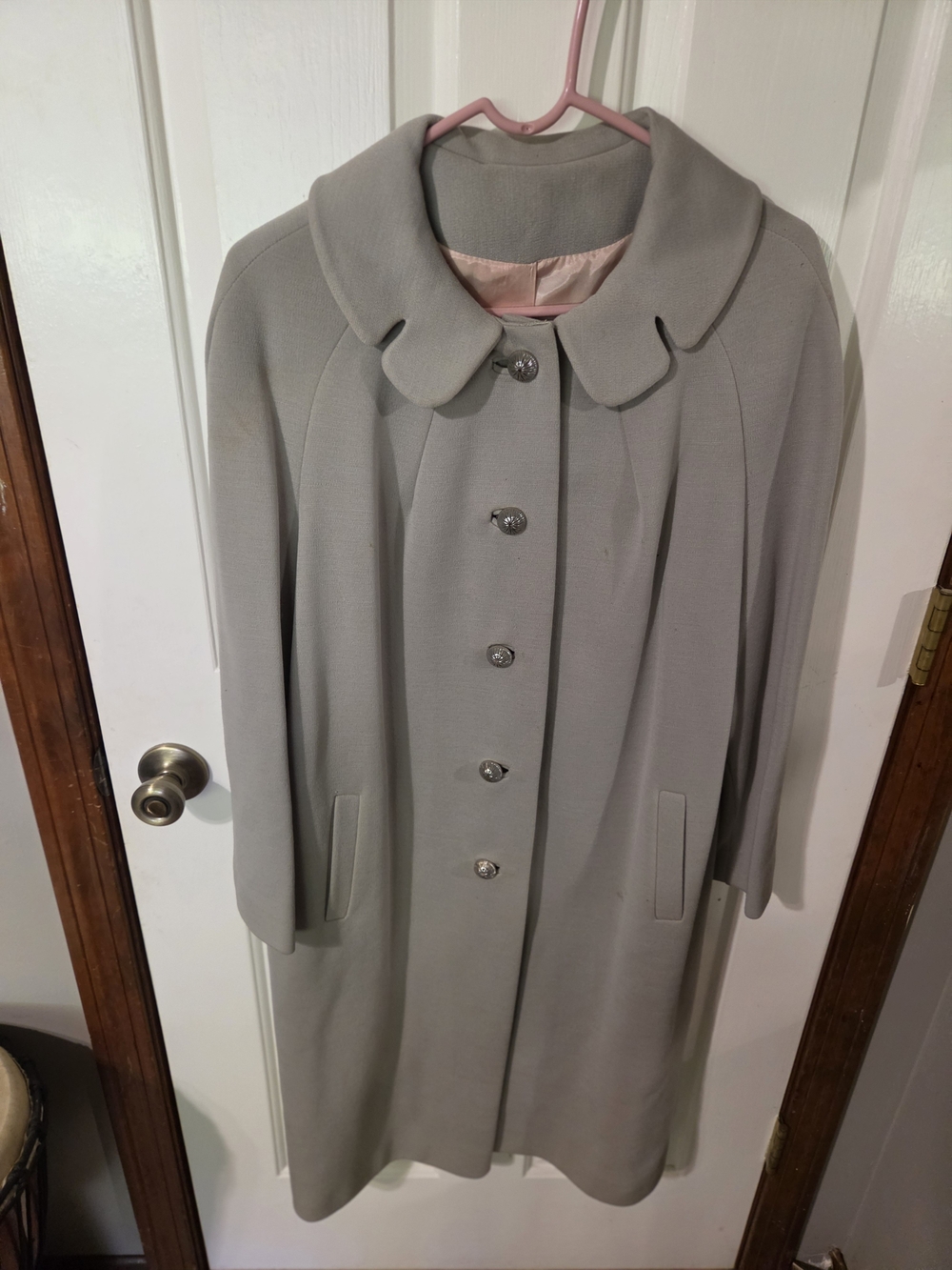 Classic Women's Light Gray Button-Front Coat